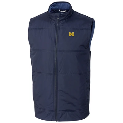 Men's Cutter & Buck Navy Michigan Wolverines Stealth Full-Zip Vest