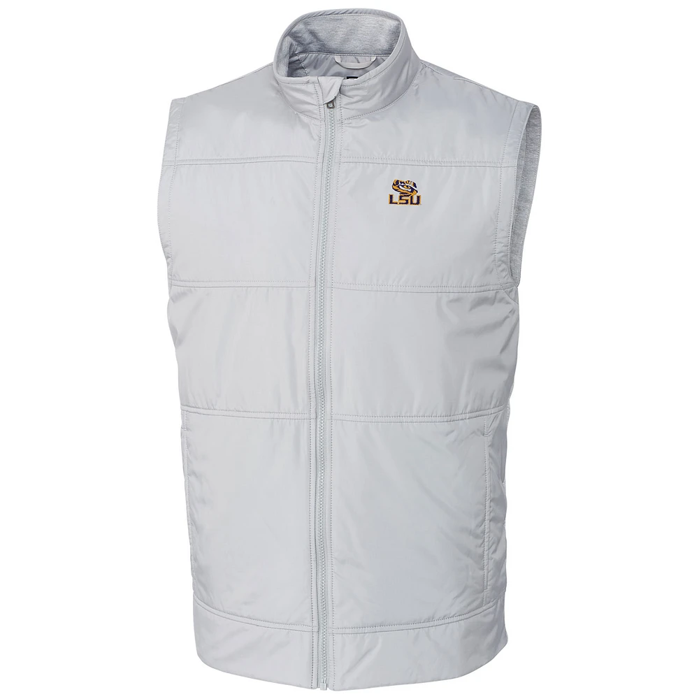 Men's Cutter & Buck Silver LSU Tigers Stealth Full-Zip Vest