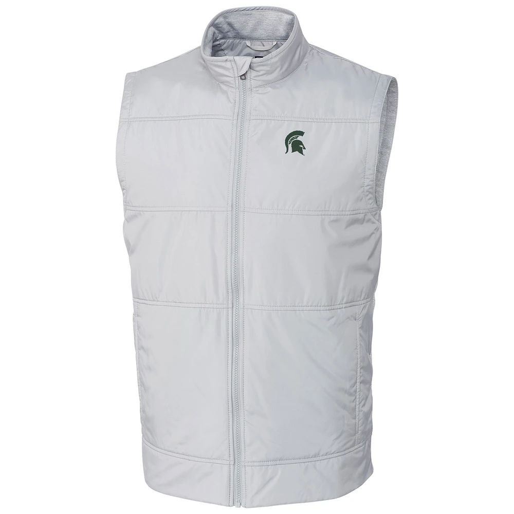Men's Cutter & Buck Silver Michigan State Spartans Stealth Full-Zip Vest