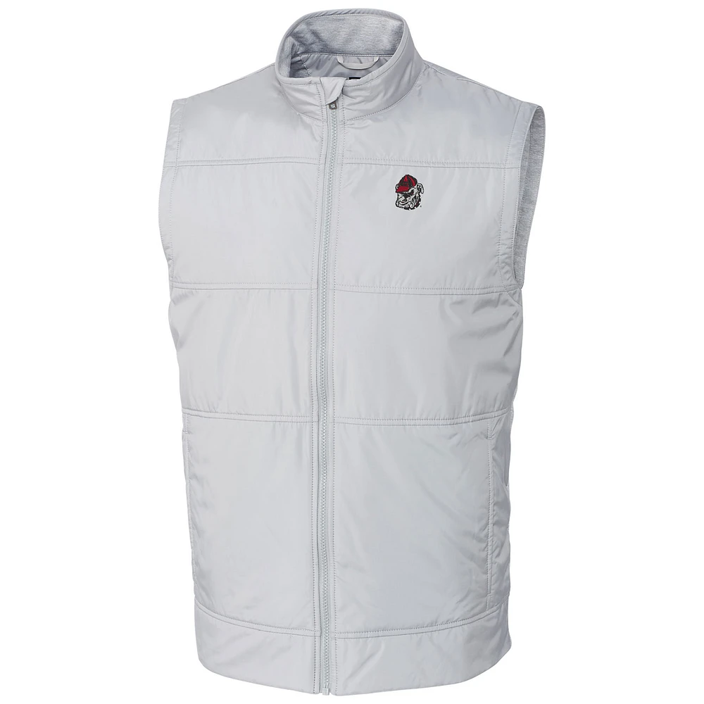 Men's Cutter & Buck Silver Georgia Bulldogs Stealth Full-Zip Vest