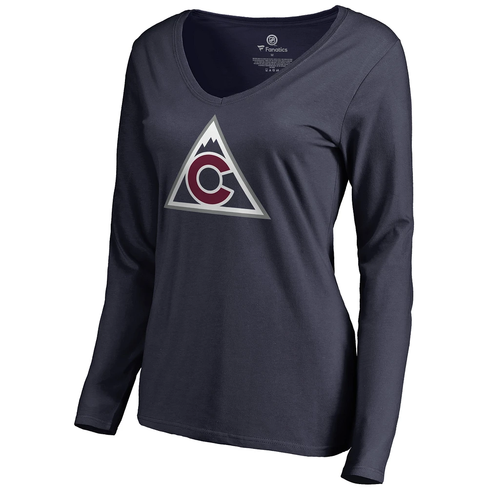Women's Navy Colorado Avalanche Team Alternate Long Sleeve V-Neck T-Shirt