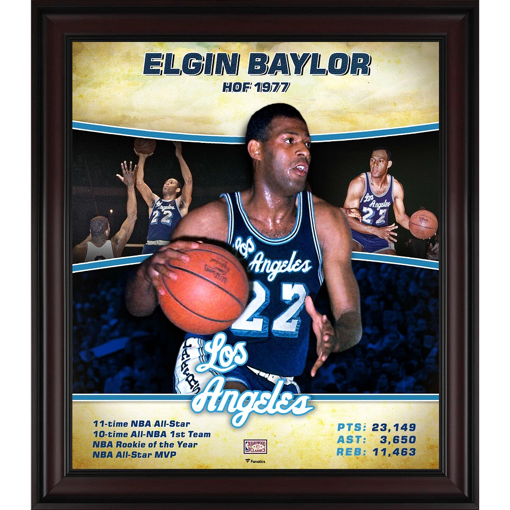 Elgin Baylor Los Angeles Lakers Framed 15" x 17" Hardwood Classics Player Collage