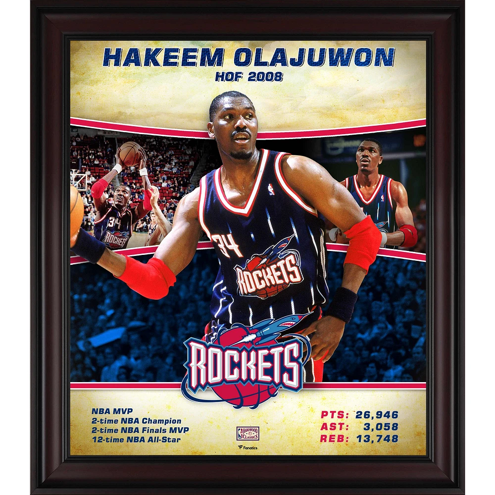 Hakeem Olajuwon Houston Rockets Framed 15" x 17" Hardwood Classics Player Collage