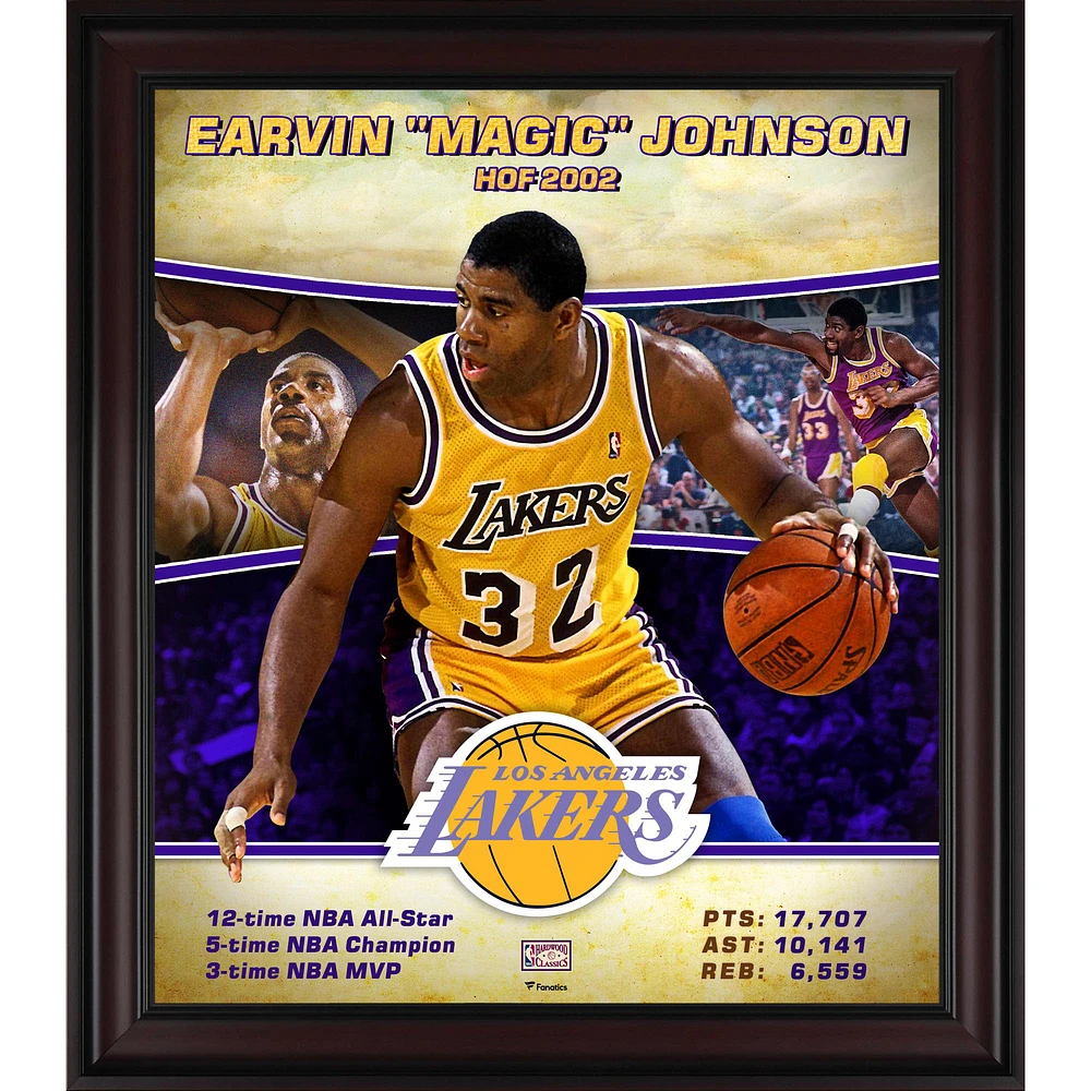 Earvin "Magic" Johnson Los Angeles Lakers Framed 15" x 17" Hardwood Classics Player Collage