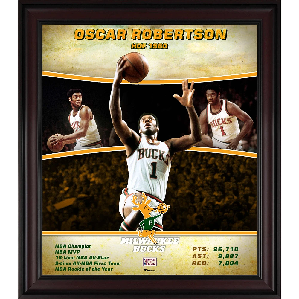 Oscar Robertson Milwaukee Bucks Framed 15" x 17" Hardwood Classics Player Collage
