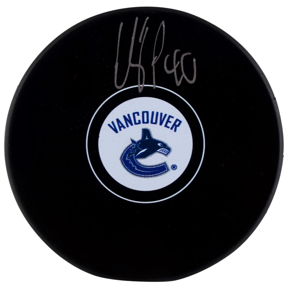 Elias Pettersson Vancouver Canucks Autographed Logo Puck