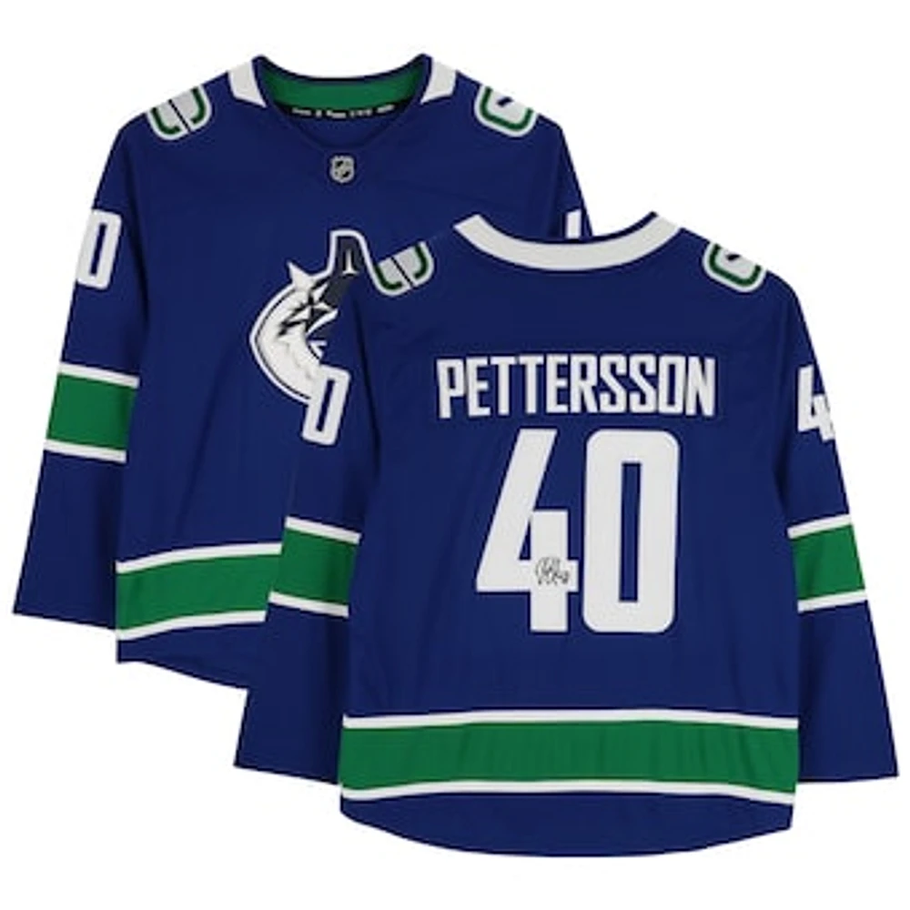Elias Pettersson Vancouver Canucks Autographed Blue Fanatics Breakaway Jersey