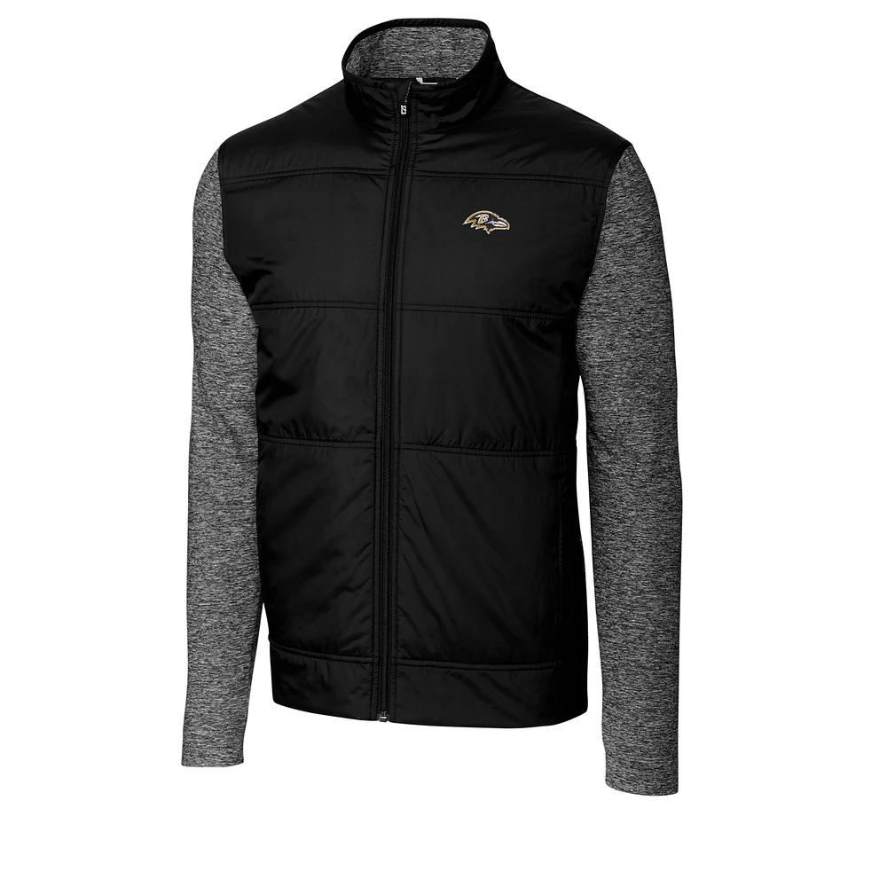 Men's Cutter & Buck Black/Charcoal Baltimore Ravens Stealth Big Tall Full-Zip Jacket