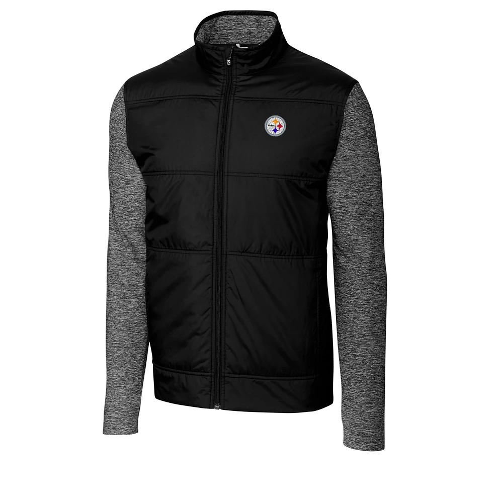 Men's Cutter & Buck Black/Charcoal Pittsburgh Steelers Stealth Big Tall Full-Zip Jacket