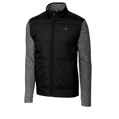 Men's Cutter & Buck Black/Charcoal Carolina Panthers Stealth Big Tall Full-Zip Jacket