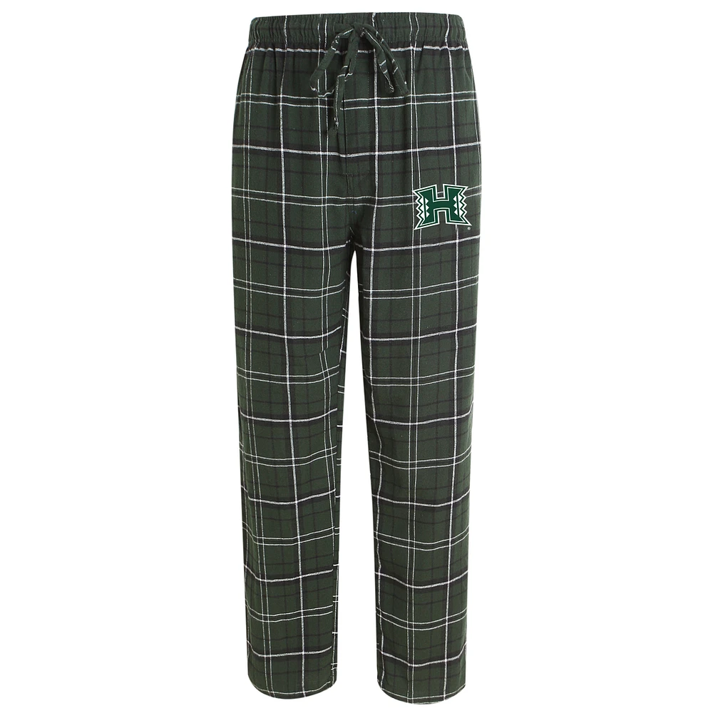 Men's Concepts Sport Green/Black Hawaii Warriors Ultimate Flannel Pants