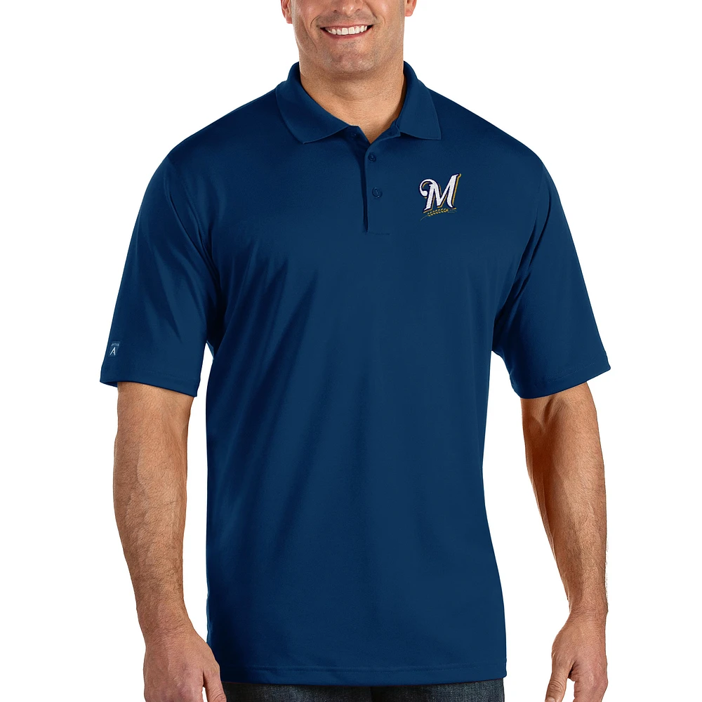 Men's Antigua Navy Milwaukee Brewers Pique Xtra Lite Big & Tall Polo