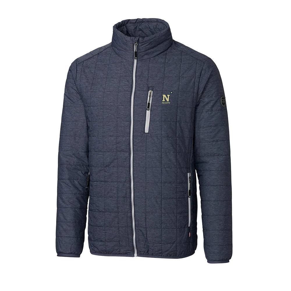 Men's Cutter & Buck Anthracite Navy Midshipmen Big Tall Rainier Full-Zip Jacket