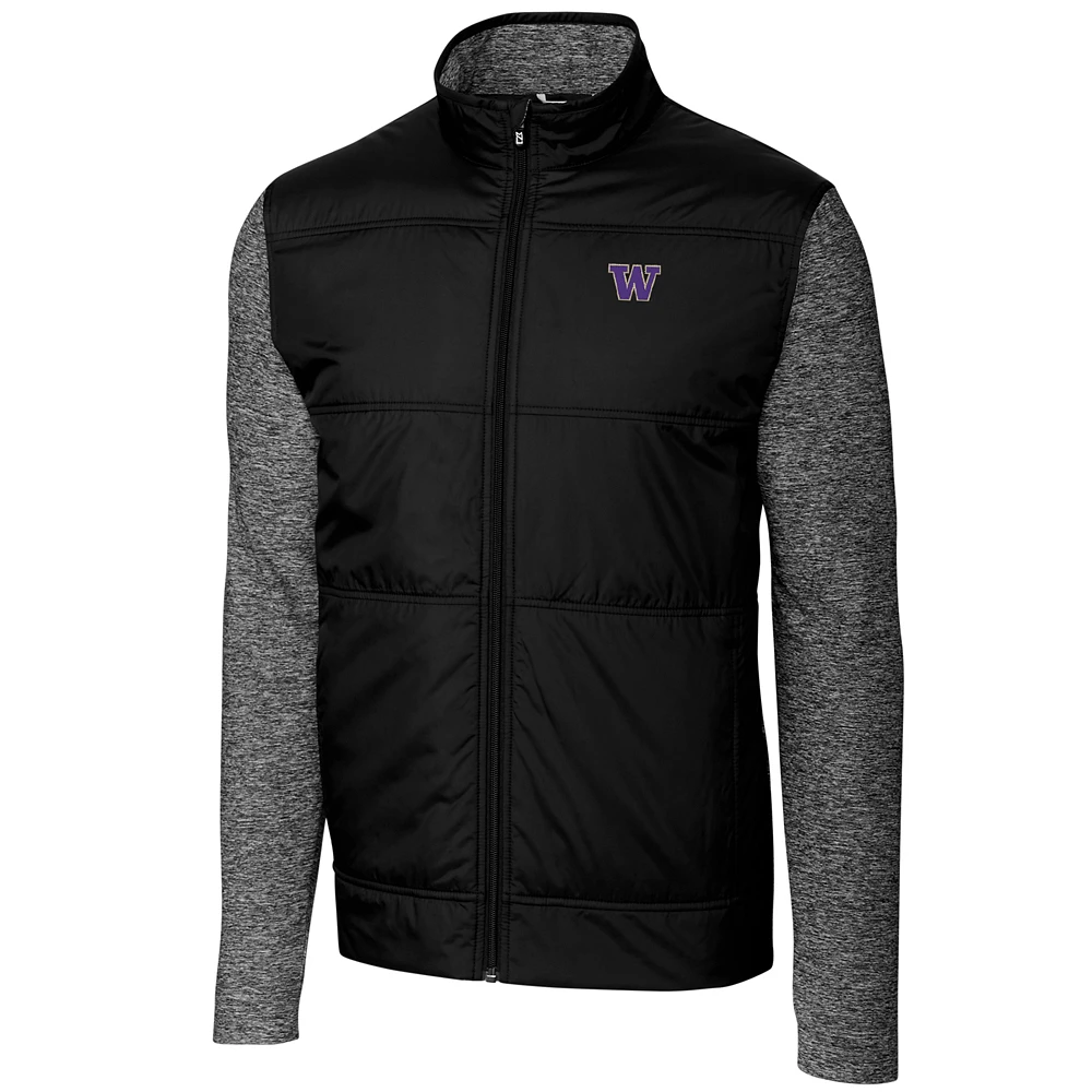 Men's Cutter & Buck Black Washington Huskies Big & Tall Stealth Full-Zip Jacket