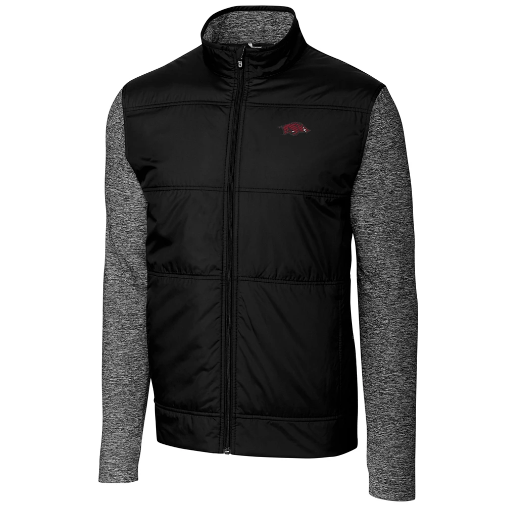 Men's Cutter & Buck Black Arkansas Razorbacks Big & Tall Stealth Full-Zip Jacket
