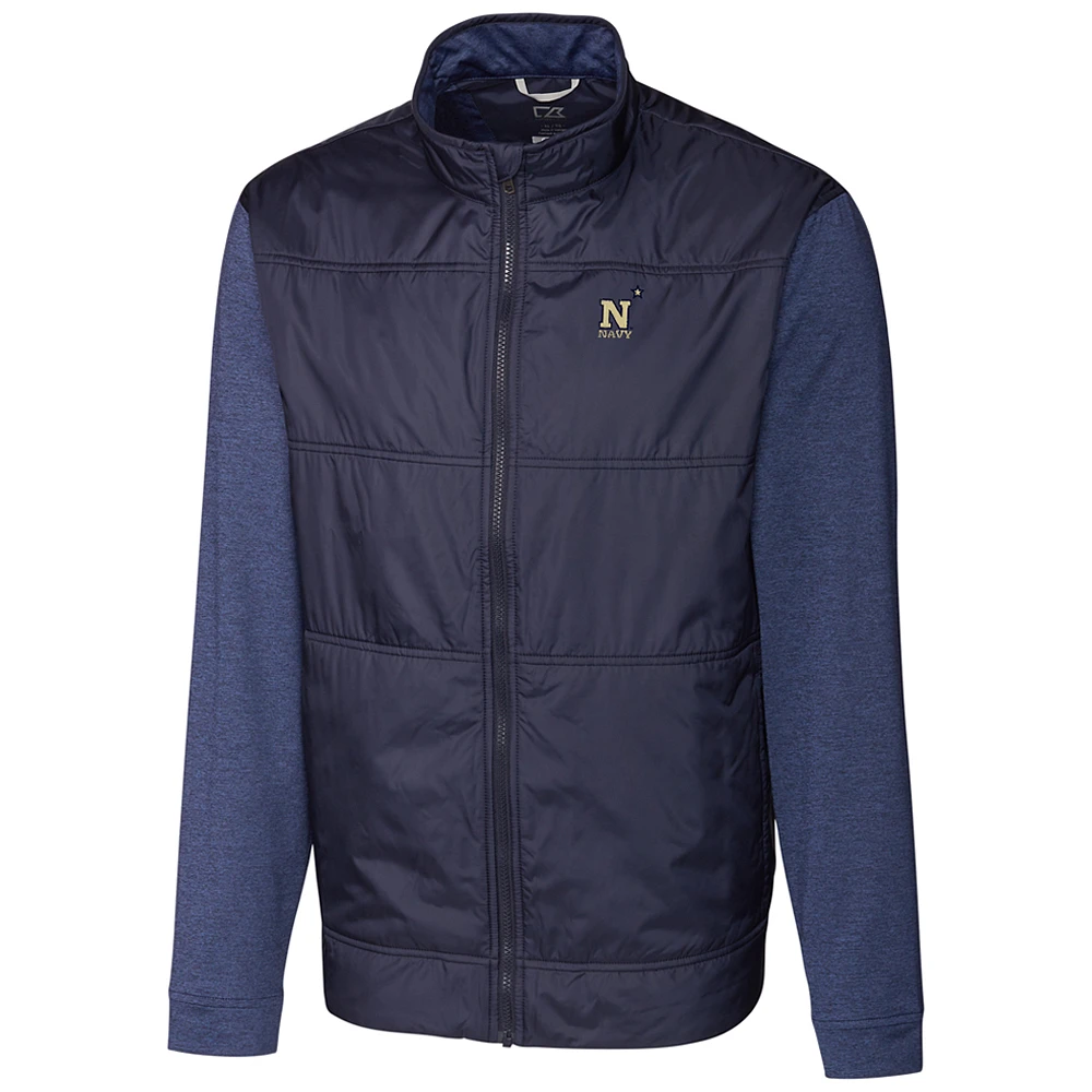 Men's Cutter & Buck Navy Navy Midshipmen Big & Tall Stealth Full-Zip Jacket