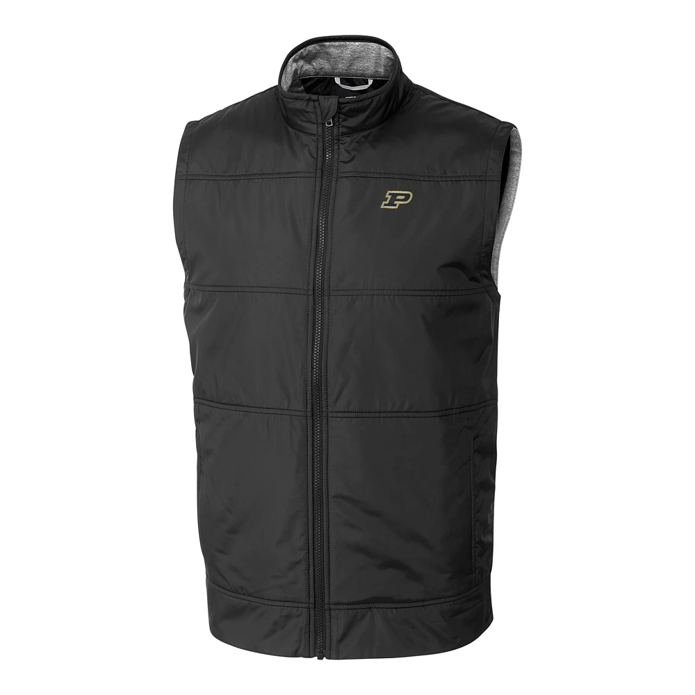 Men's Cutter & Buck Black Purdue Boilermakers Big Tall Stealth DryTec Full-Zip Vest