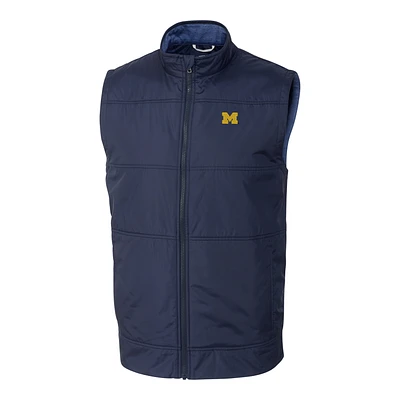 Men's Cutter & Buck Navy Michigan Wolverines Big Tall Stealth DryTec Full-Zip Vest