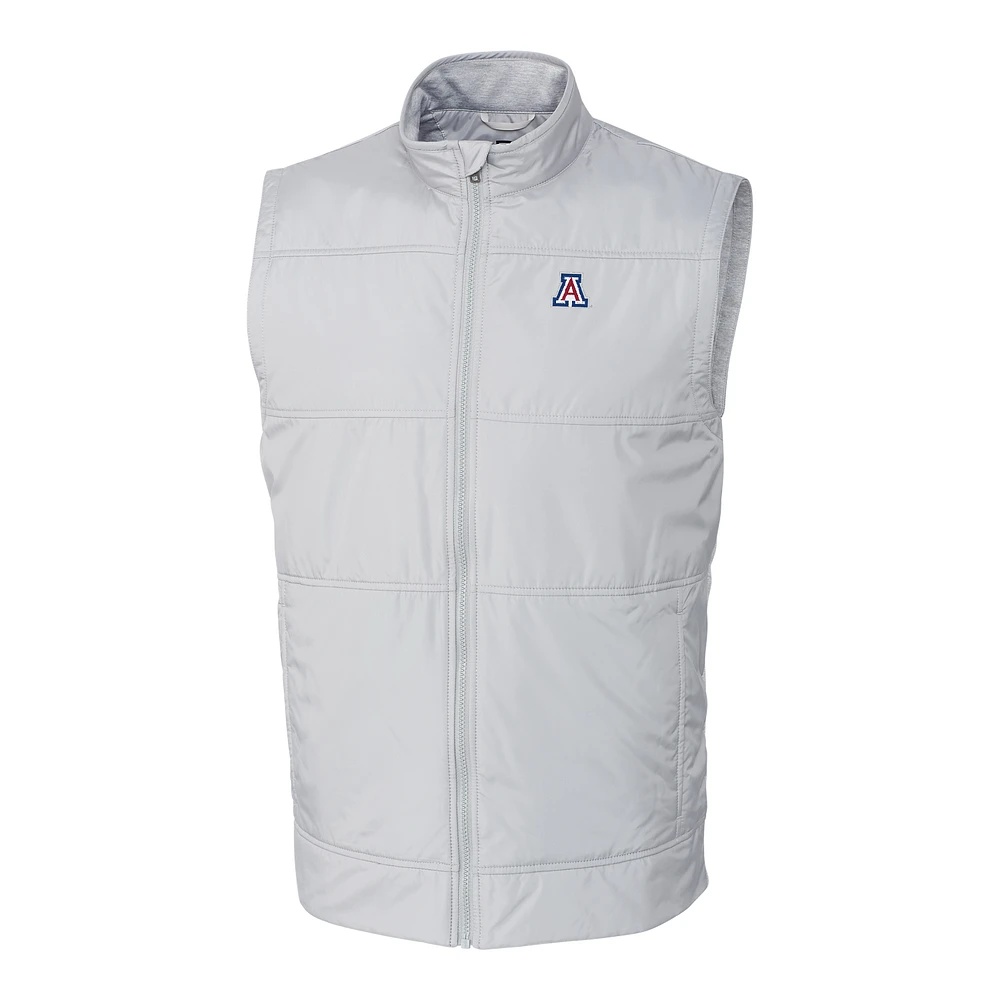 Men's Cutter & Buck Gray Arizona Wildcats Big & Tall Stealth DryTec Full-Zip Vest