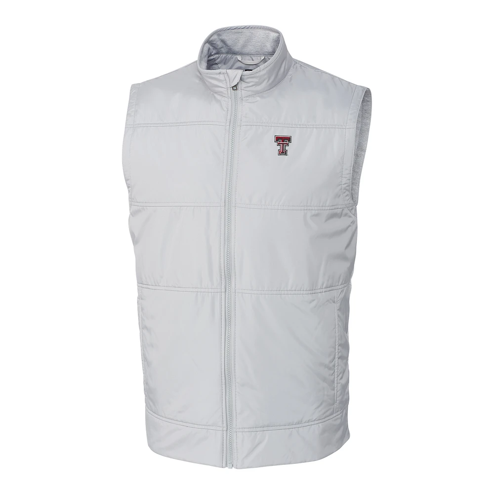 Men's Cutter & Buck Gray Texas Tech Red Raiders Big & Tall Stealth DryTec Full-Zip Vest