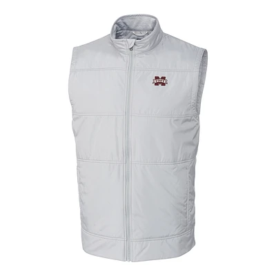 Men's Cutter & Buck Gray Mississippi State Bulldogs Big & Tall Stealth DryTec Full-Zip Vest