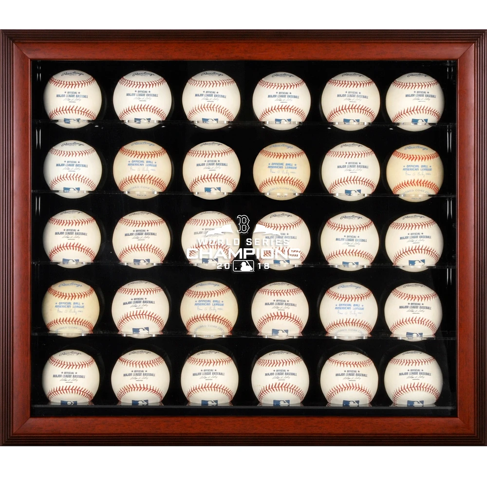 Boston Red Sox 2018 MLB World Series Champions Mahogany Framed Logo 30-Baseball Display Case