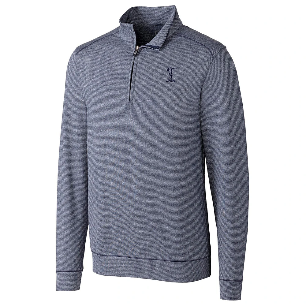 Men's Cutter & Buck Heather Navy LPGA Shoreline Half-Zip Pullover Jacket