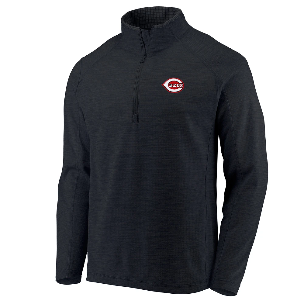 Men's Vineyard Vines Black Cincinnati Reds Performance Sankaty Half-Zip Pullover Top