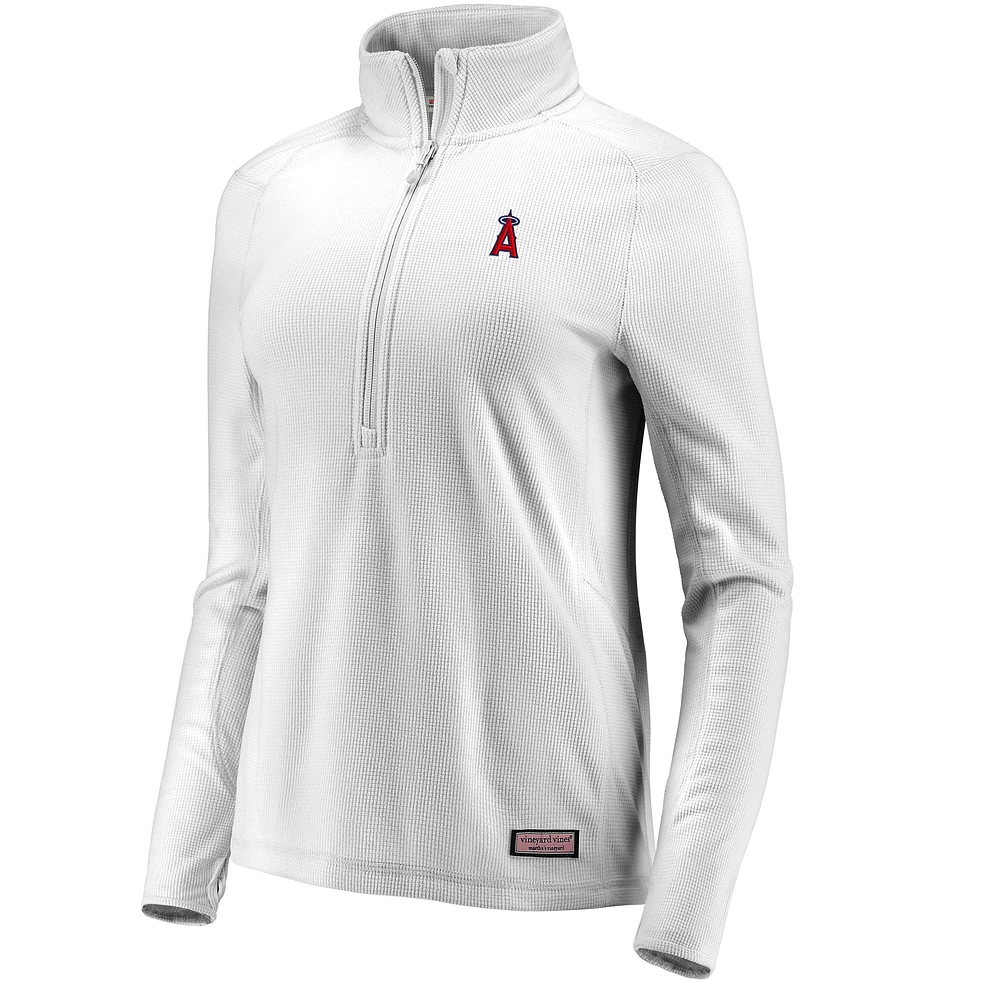 Women's Vineyard Vines Gray Los Angeles Angels Performance Grid Half-Zip Pullover Top