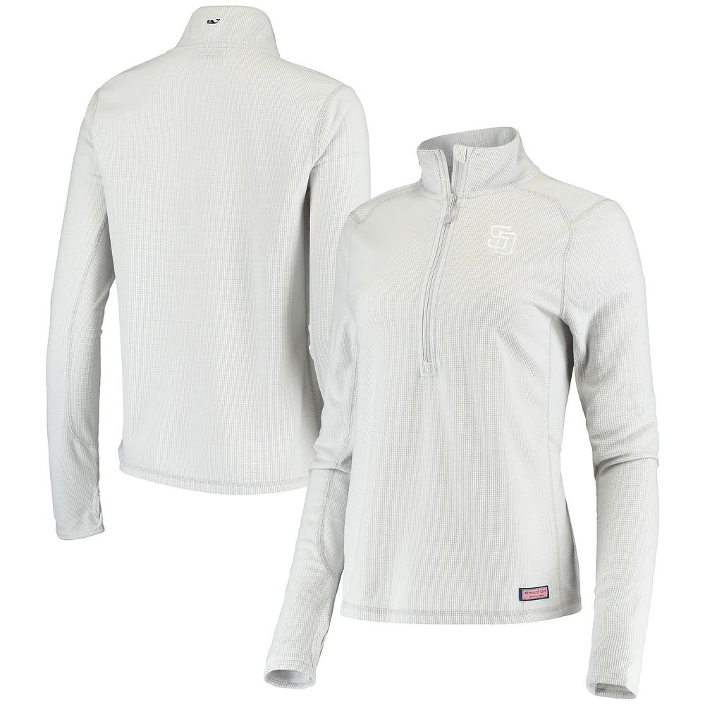 Women's Vineyard Vines Gray San Diego Padres Performance Grid Half-Zip Pullover Top