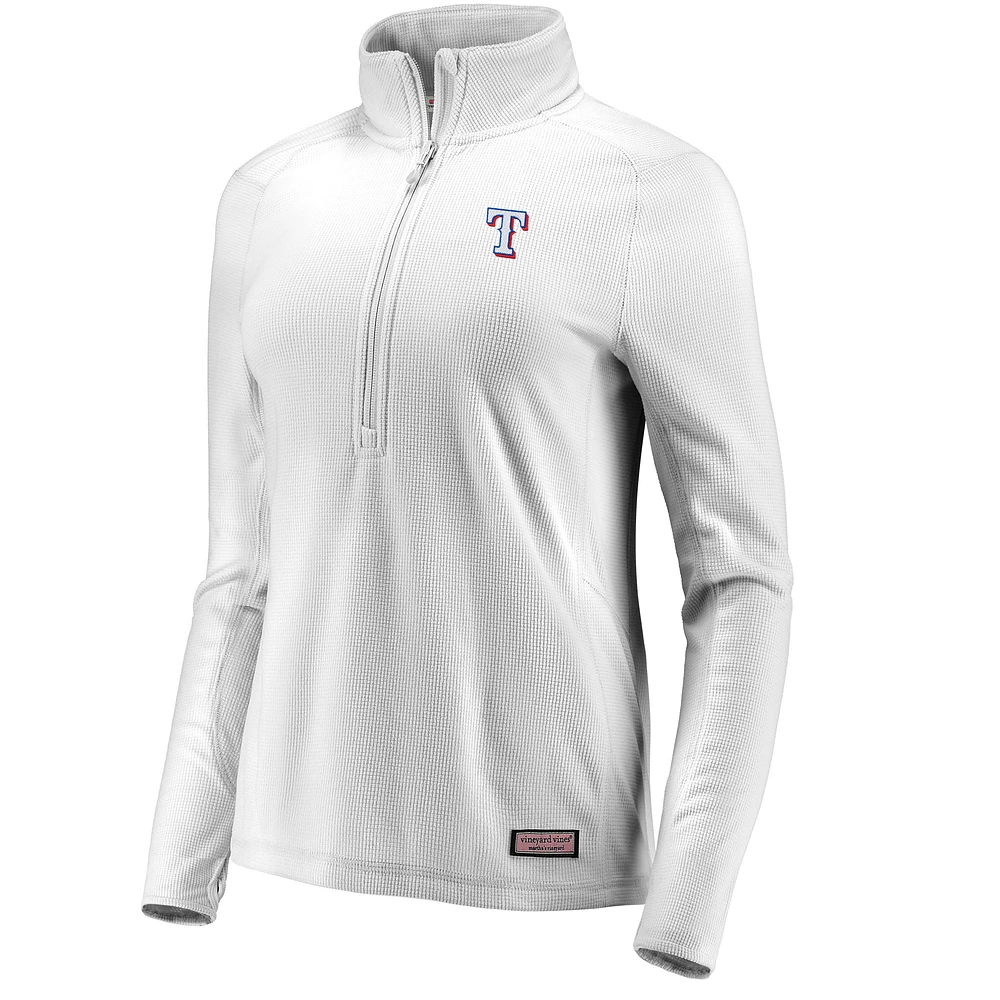 Women's Vineyard Vines Gray Texas Rangers Performance Grid Half-Zip Pullover Top