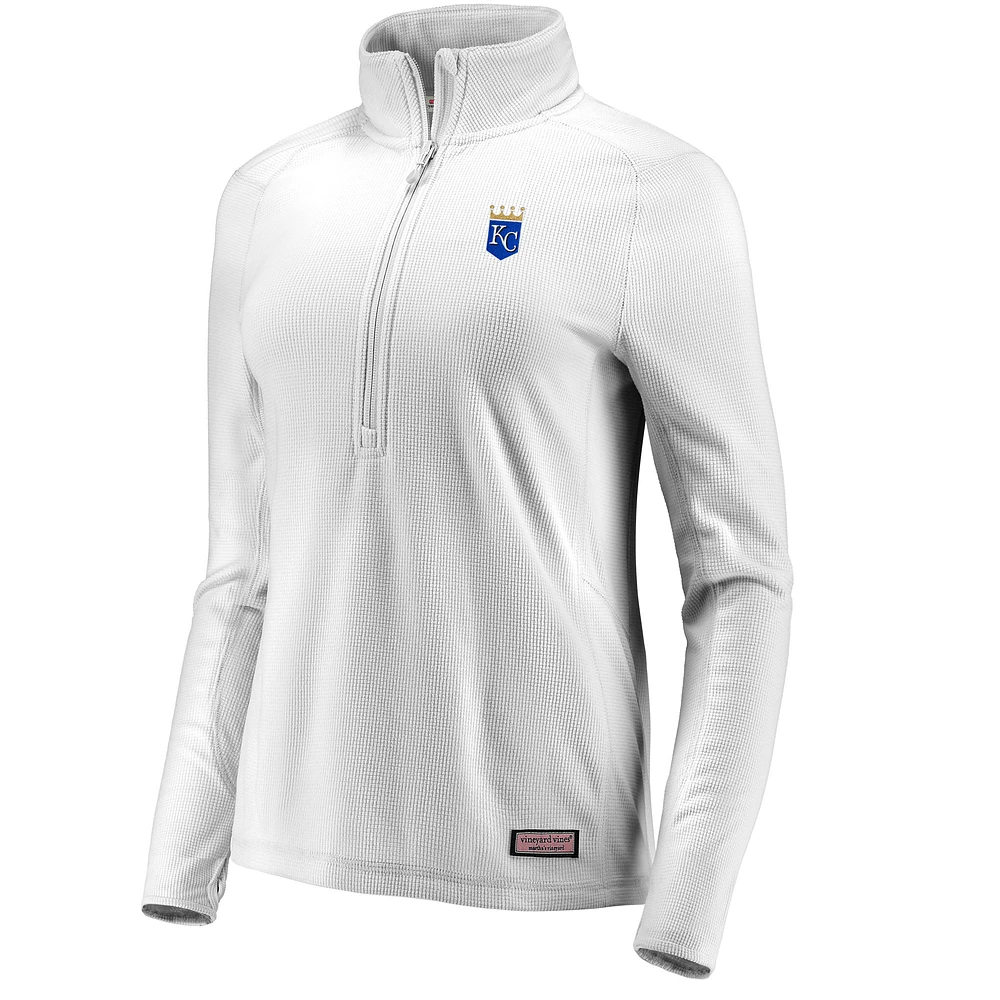 Women's Vineyard Vines Gray Kansas City Royals Performance Grid Half-Zip Pullover Top