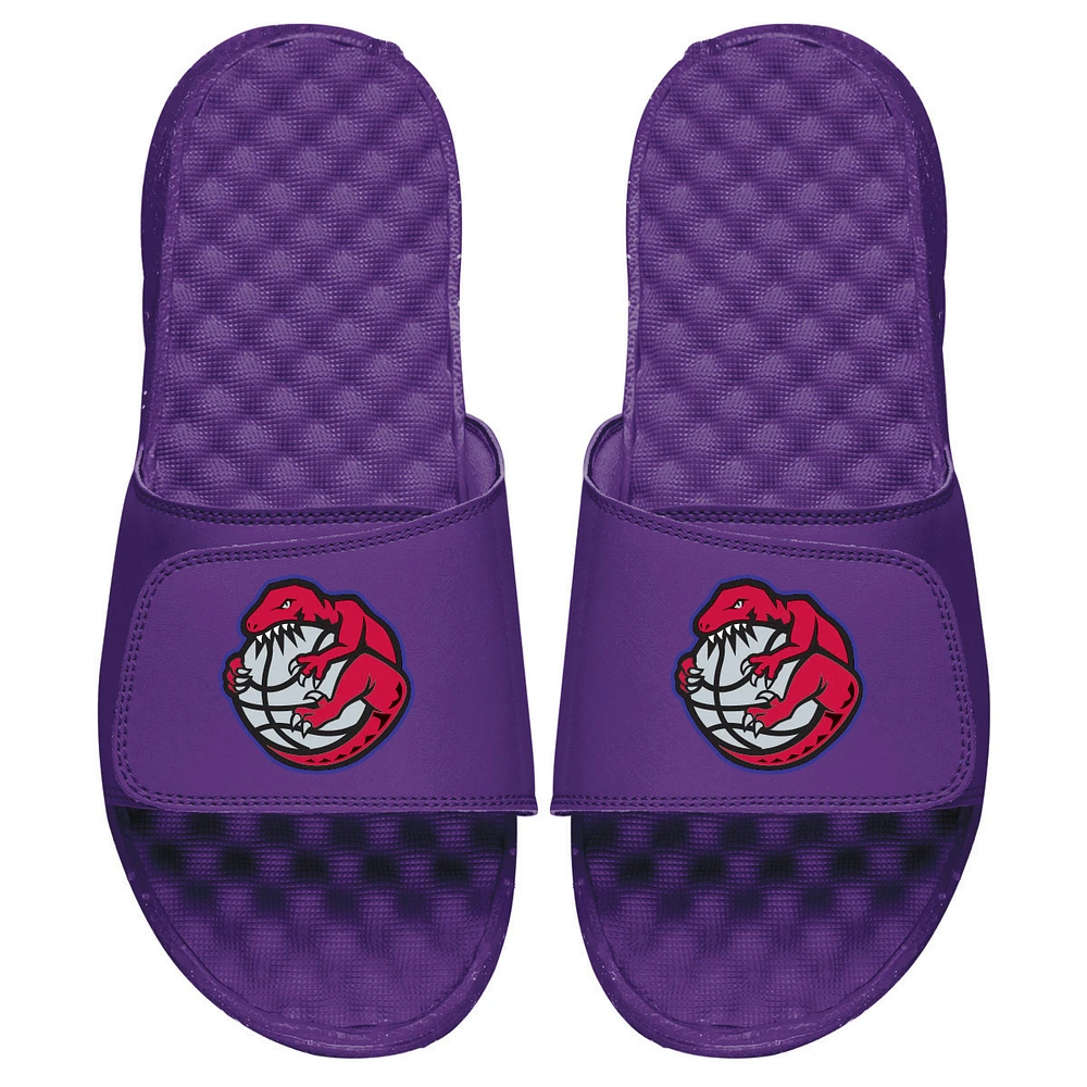 Men's ISlide Purple Toronto Raptors Hardwood Classics Big Mascot Logo Slide Sandals