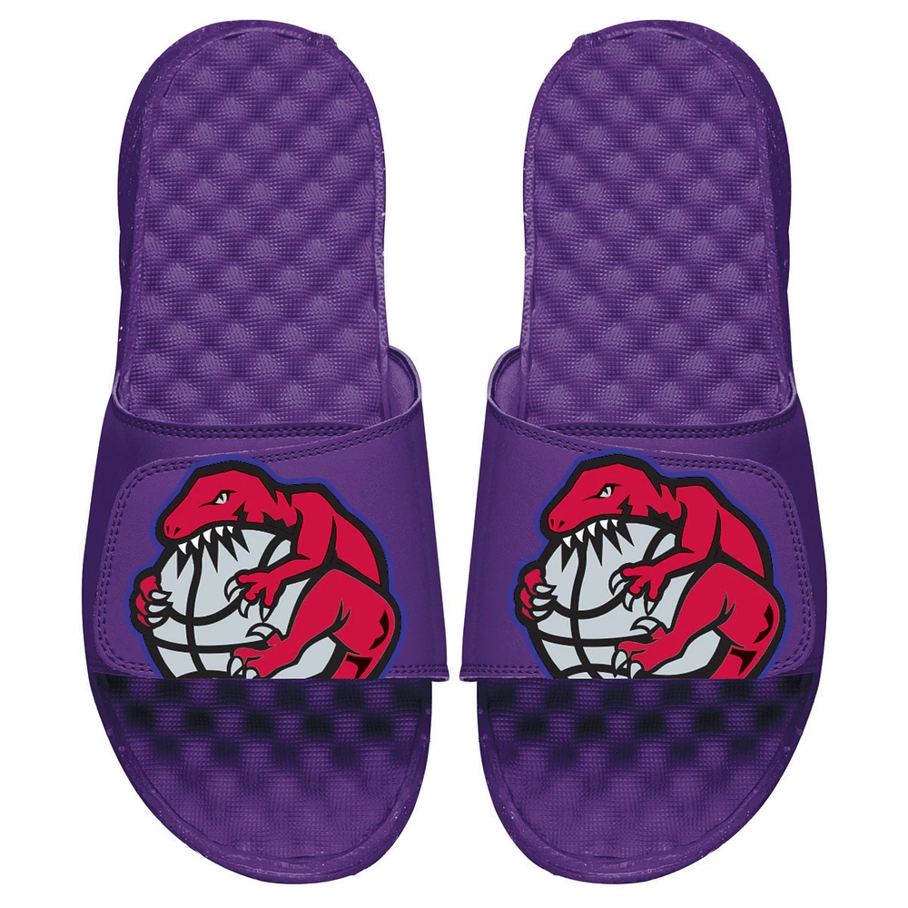 Men's ISlide Purple Toronto Raptors Hardwood Classics Mascot Logo Slide Sandals