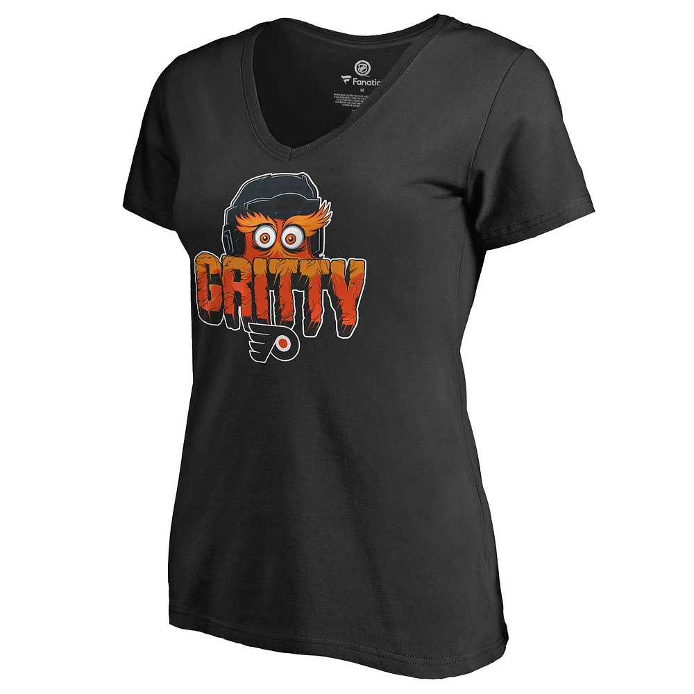 Women's Black Philadelphia Flyers Go Gritty V-Neck T-Shirt
