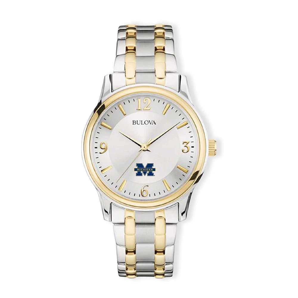 Bulova Silver/Gold Michigan Wolverines Classic Two-Tone Round Watch