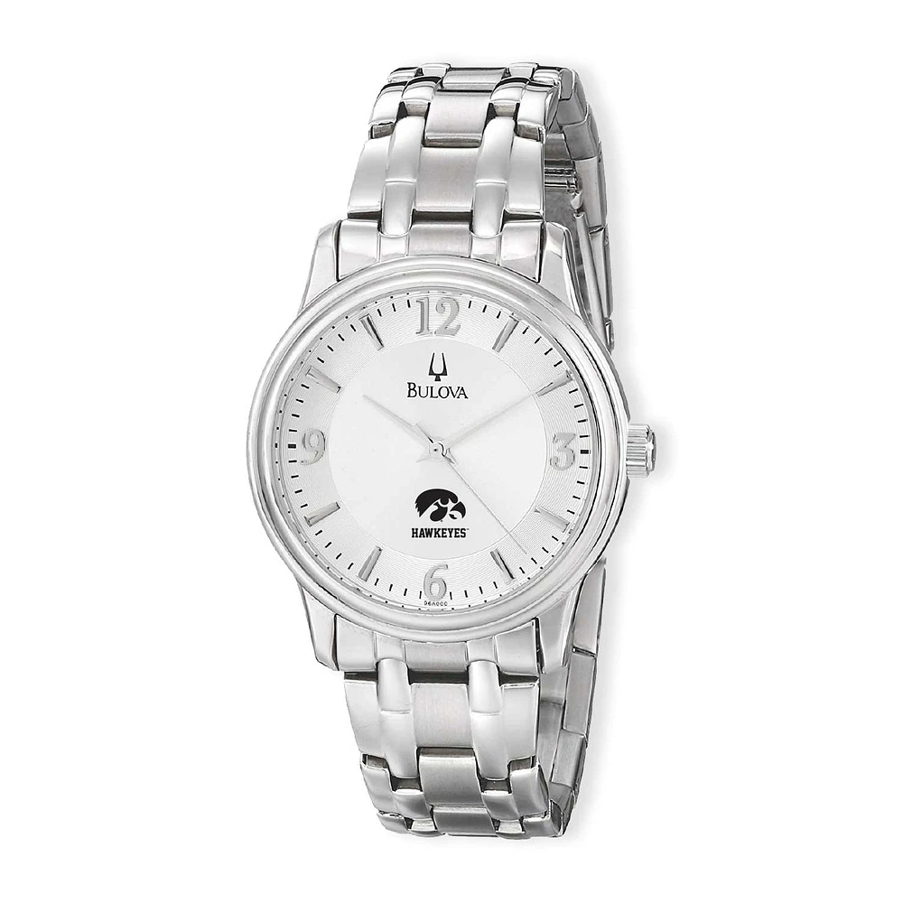 Men's Bulova Silver Iowa Hawkeyes Stainless Steel Quartz Watch