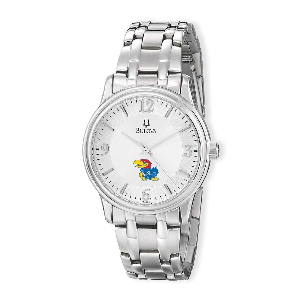 Men's Bulova Silver Kansas Jayhawks Stainless Steel Quartz Watch