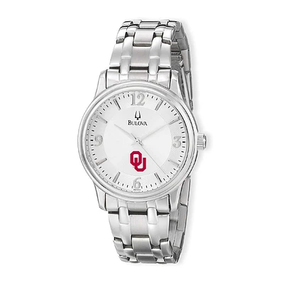 Men's Bulova Silver Oklahoma Sooners Stainless Steel Quartz Watch