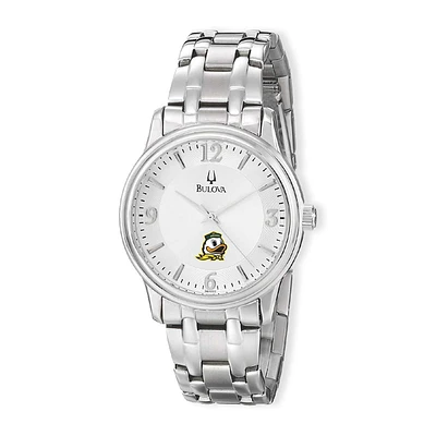 Men's Bulova Silver Oregon Ducks Stainless Steel Quartz Watch