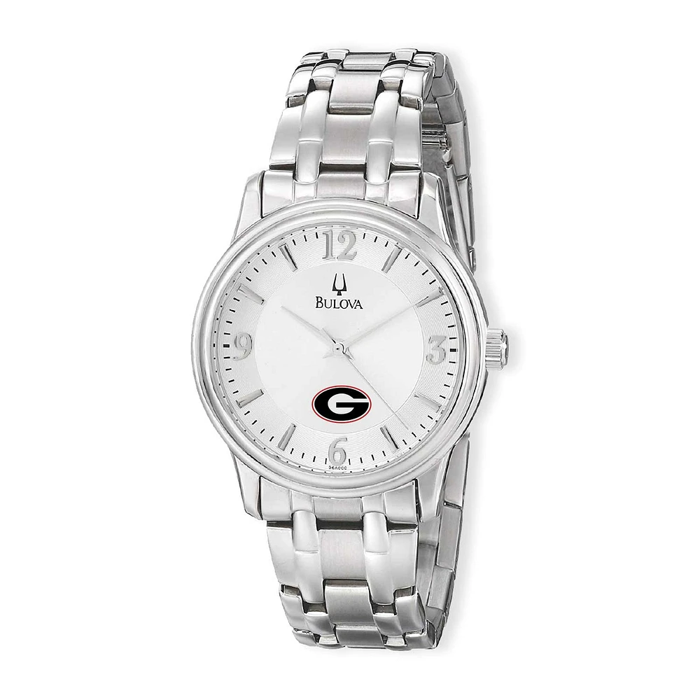 Men's Bulova Silver Georgia Bulldogs Stainless Steel Quartz Watch