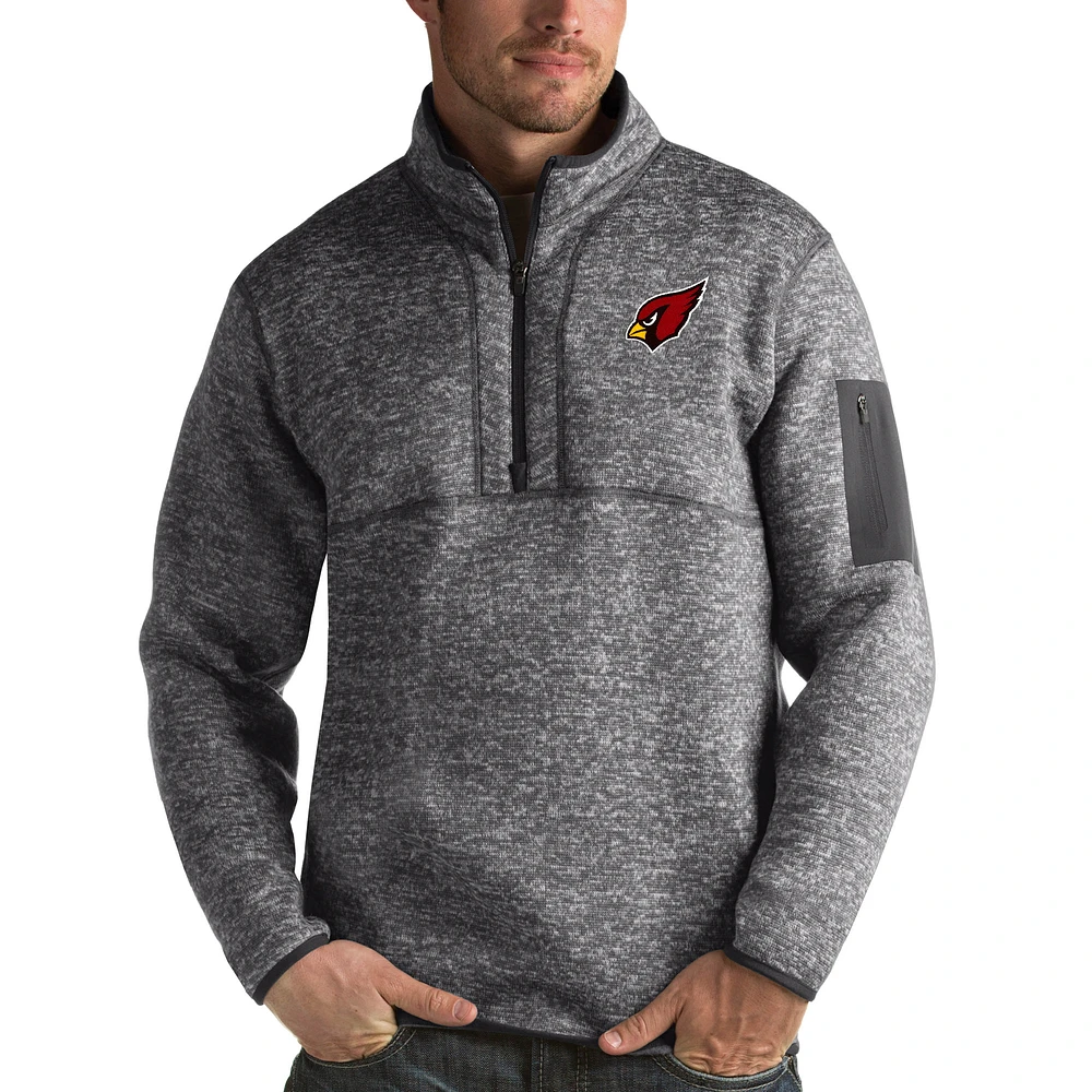Men's Antigua Charcoal Arizona Cardinals Fortune Quarter-Zip Pullover Jacket