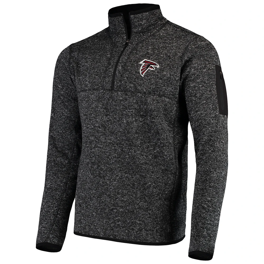 Men's Antigua Heather Black Atlanta Falcons Fortune Quarter-Zip Pullover Jacket