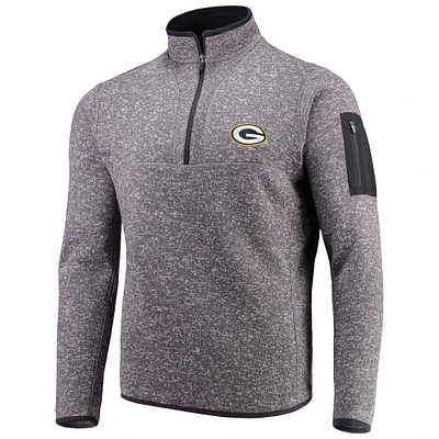 Men's Antigua Charcoal Green Bay Packers Fortune Quarter-Zip Pullover Jacket