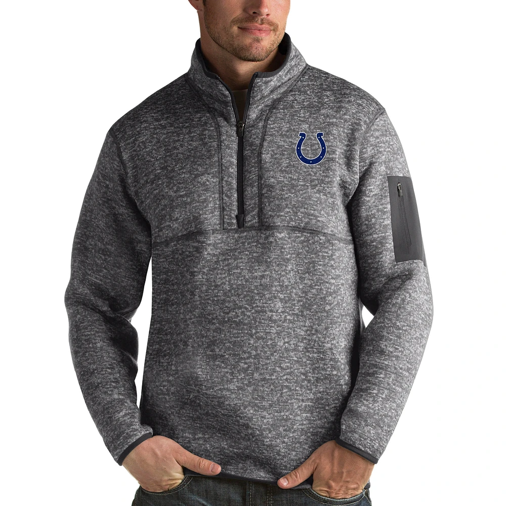 Men's Antigua Charcoal Indianapolis Colts Fortune Quarter-Zip Pullover Jacket