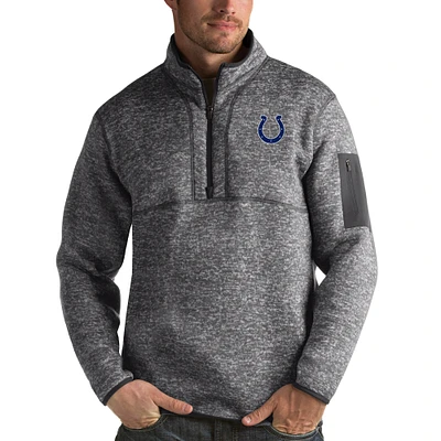 Men's Antigua Charcoal Indianapolis Colts Fortune Quarter-Zip Pullover Jacket