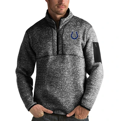 Men's Antigua Heather Black Indianapolis Colts Fortune Quarter-Zip Pullover Jacket