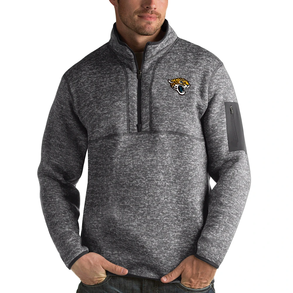 Men's Antigua Charcoal Jacksonville Jaguars Fortune Quarter-Zip Pullover Jacket