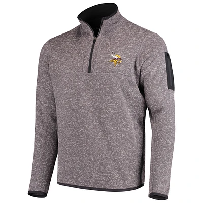 Men's Antigua Charcoal Minnesota Vikings Fortune Quarter-Zip Pullover Jacket