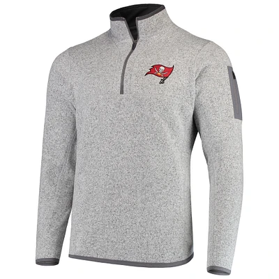 Men's Antigua Heather Black Tampa Bay Buccaneers Fortune Quarter-Zip Pullover Jacket